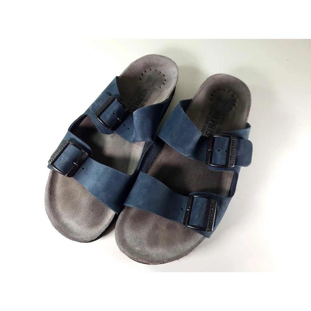 Mephisto Nerio Men's Sandal Blue Navy Nubuck Leather Slide Comfort Mule US 9